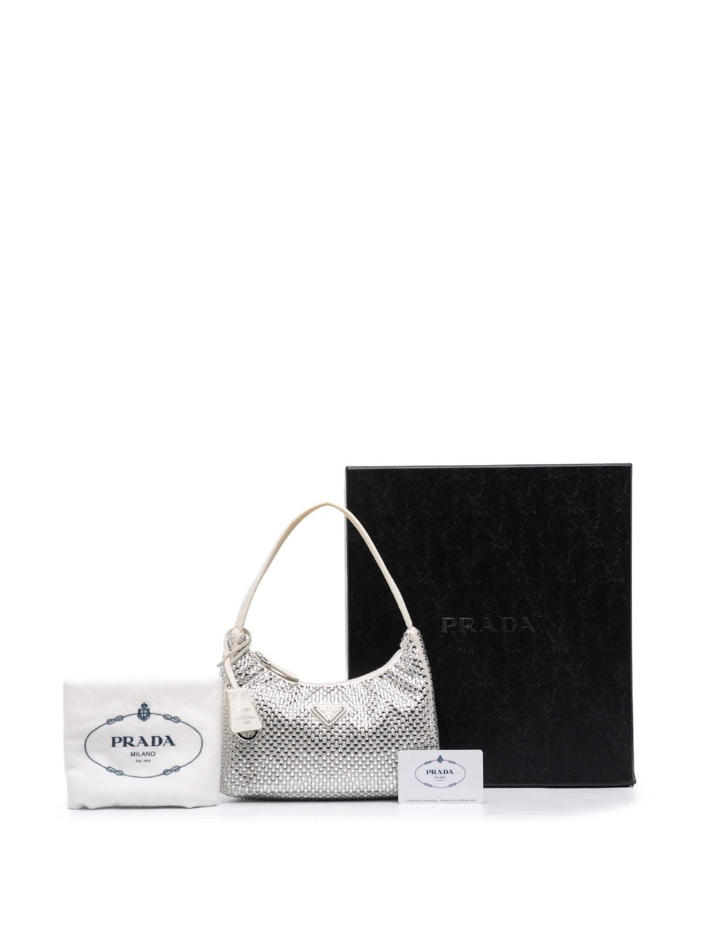 Prada Silver Crystal-Studded Shoulder Bag - Picture 9 of 9